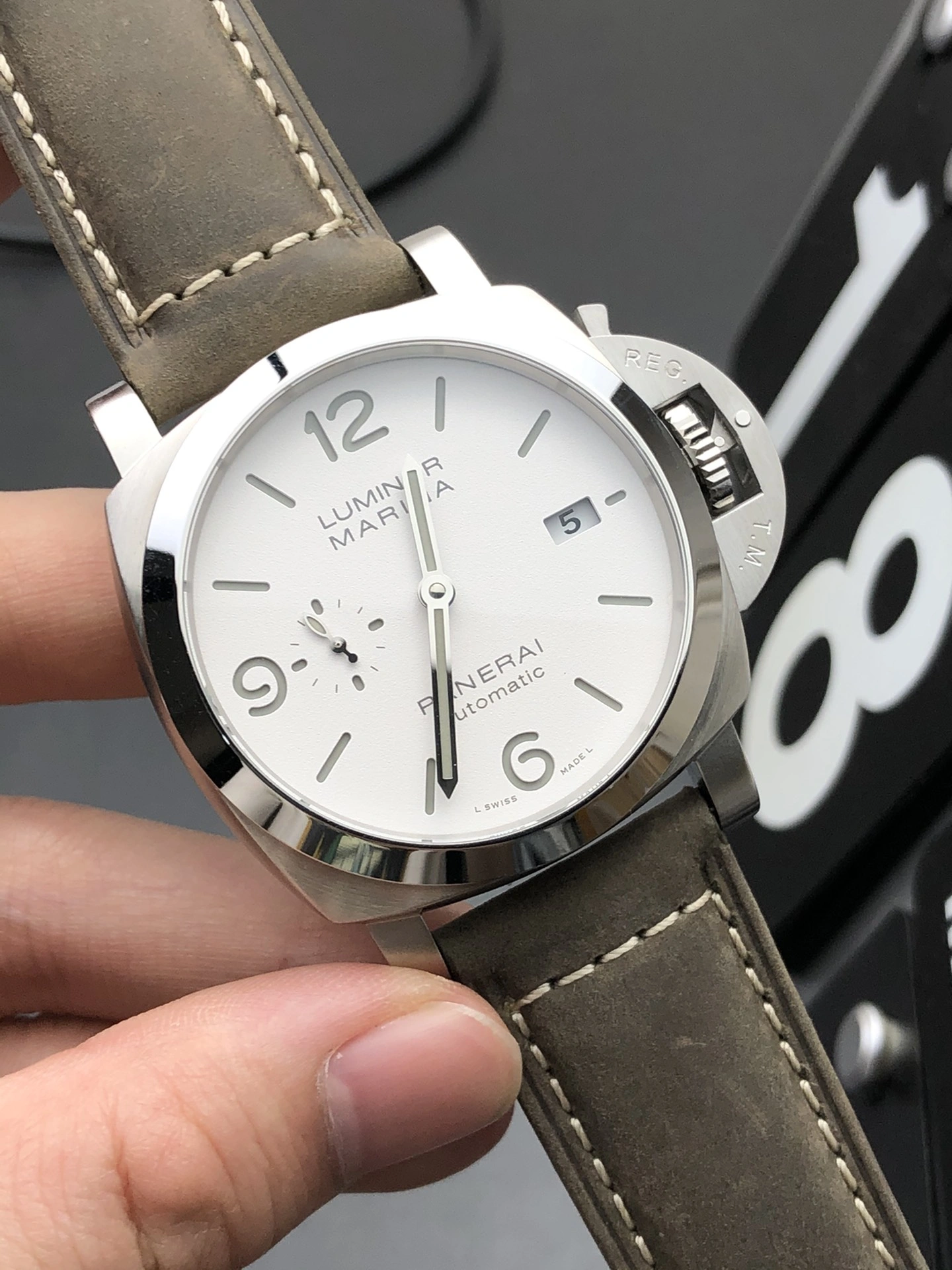 CBD Factory Panerai Luminor Marina 44mm White Dial Distressed Luminous Arabic Numerals Brown Leather Strap(PAM01314)1:1 Super Clone – DDP.9010 Movement Vibrant 376